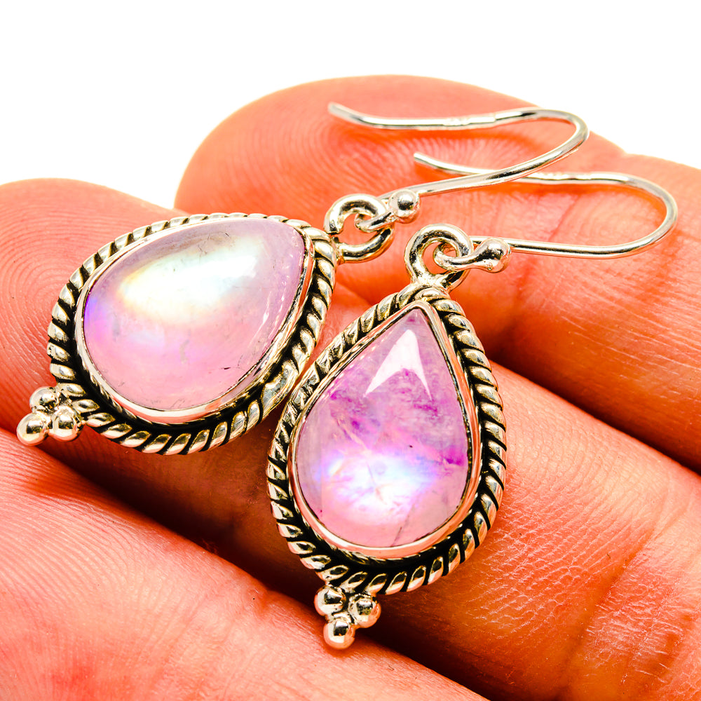 Pink Moonstone Earrings handcrafted by Anasilvercos - EARR415717