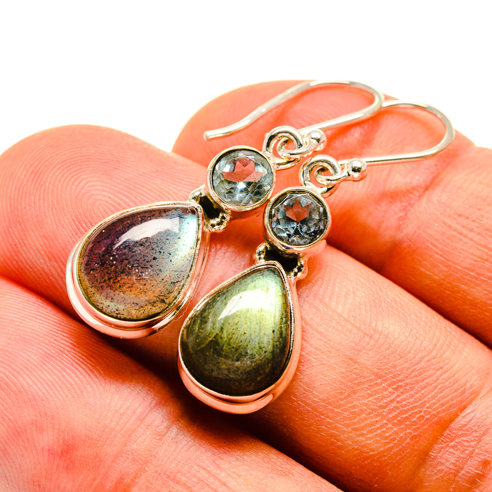 Labradorite, Blue Topaz Earrings handcrafted by Anasilvercos - EARR415719