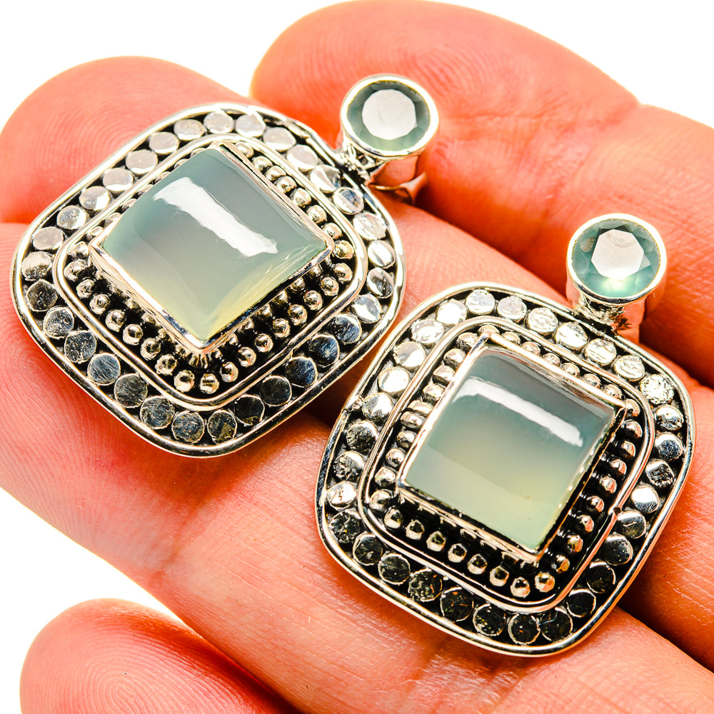 Aqua Chalcedony, Blue Topaz Earrings handcrafted by Anasilvercos - EARR415733