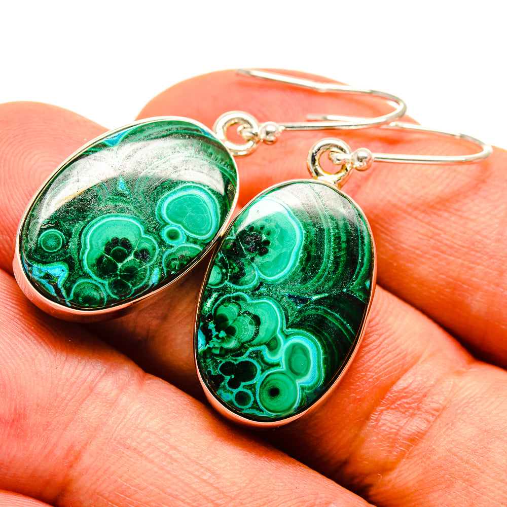 Malachite In Chrysocolla Earrings handcrafted by Anasilvercos - EARR415745