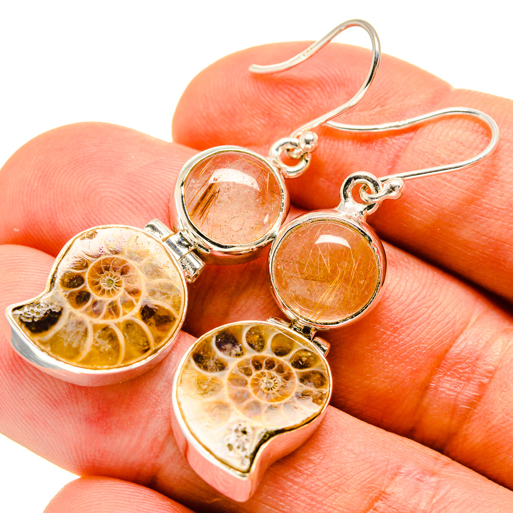 Ammonite Fossil Earrings handcrafted by Anasilvercos - EARR415747
