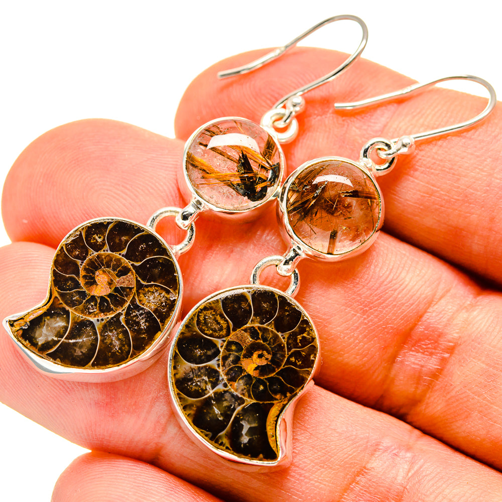 Ammonite Fossil Earrings handcrafted by Anasilvercos - EARR415749