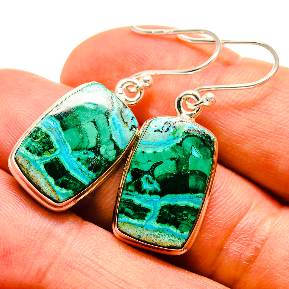 Malachite In Chrysocolla Earrings handcrafted by Anasilvercos - EARR415753