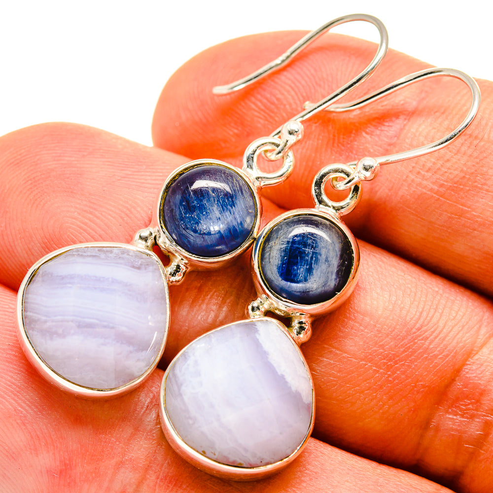 Blue Lace Agate Earrings handcrafted by Anasilvercos - EARR415754