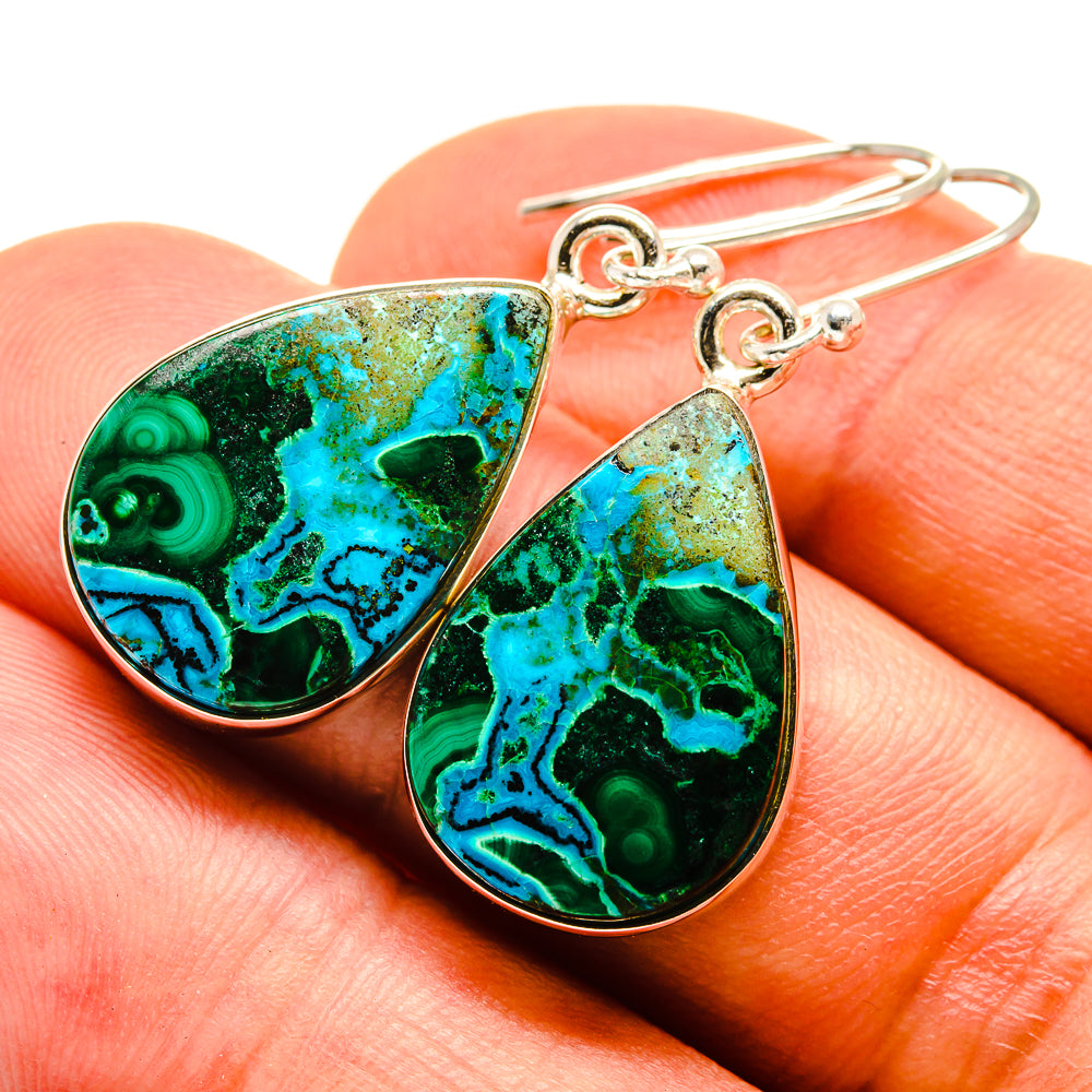 Malachite In Chrysocolla Earrings handcrafted by Anasilvercos - EARR415759