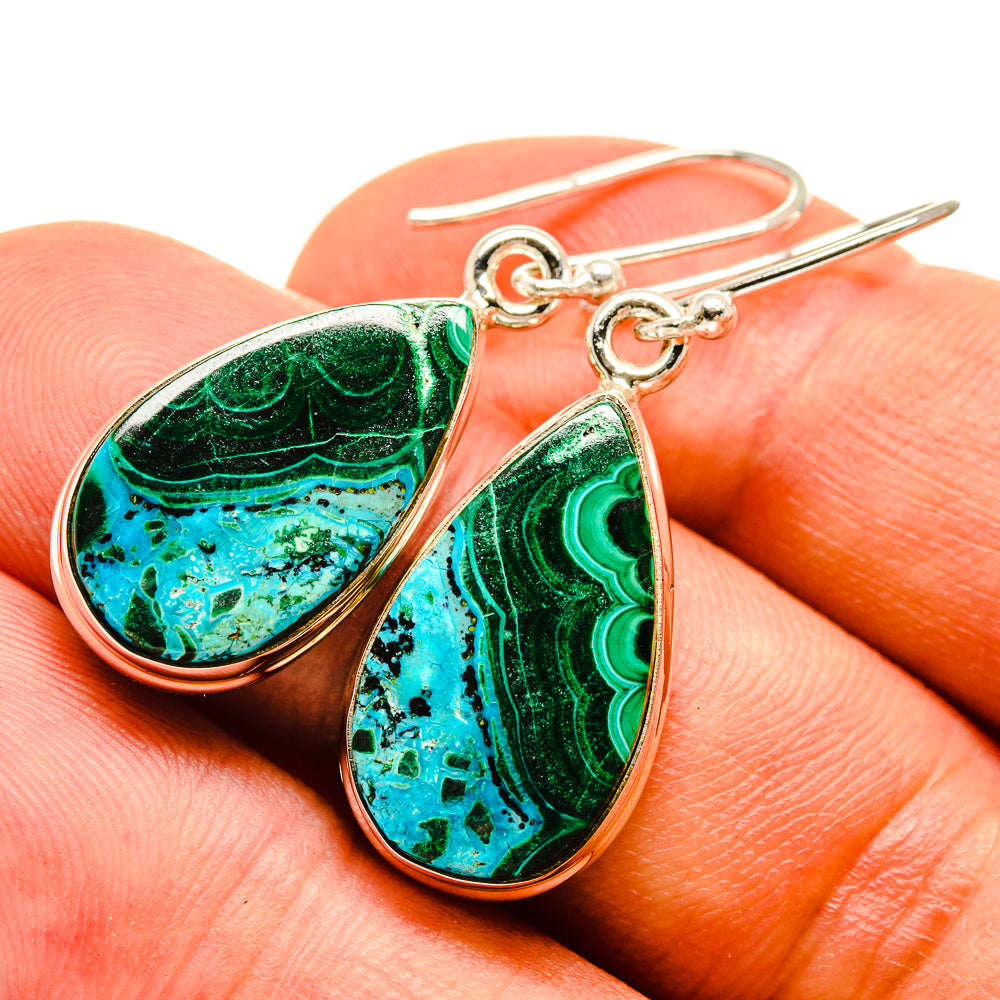Malachite In Chrysocolla Earrings handcrafted by Anasilvercos - EARR415762