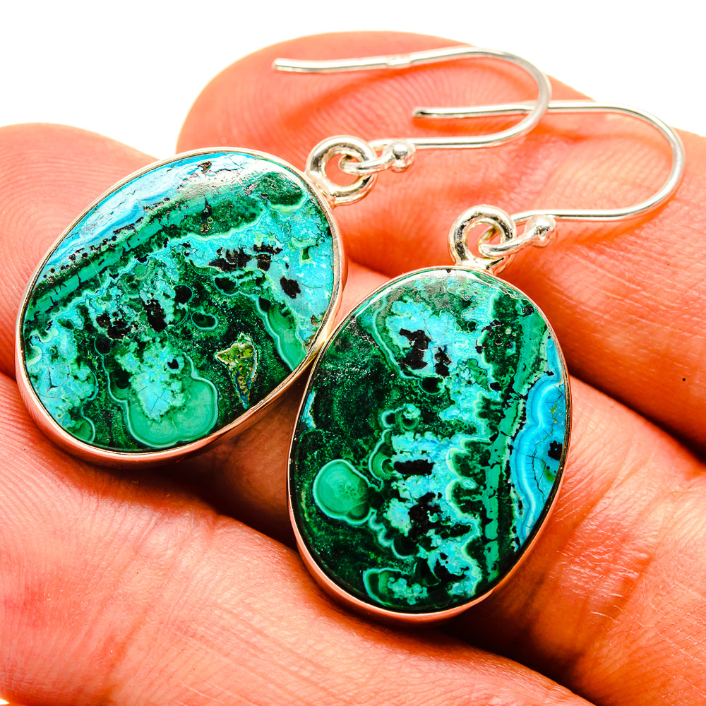 Malachite In Chrysocolla Earrings handcrafted by Anasilvercos - EARR415764