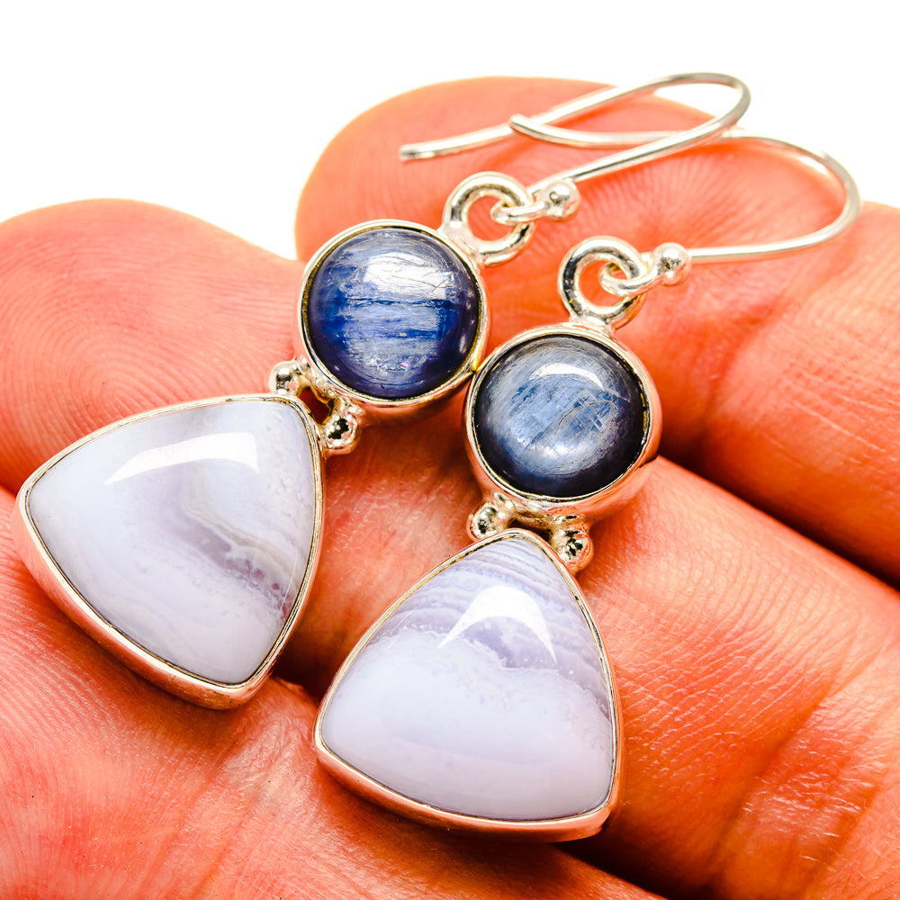 Blue Lace Agate Earrings handcrafted by Anasilvercos - EARR415770