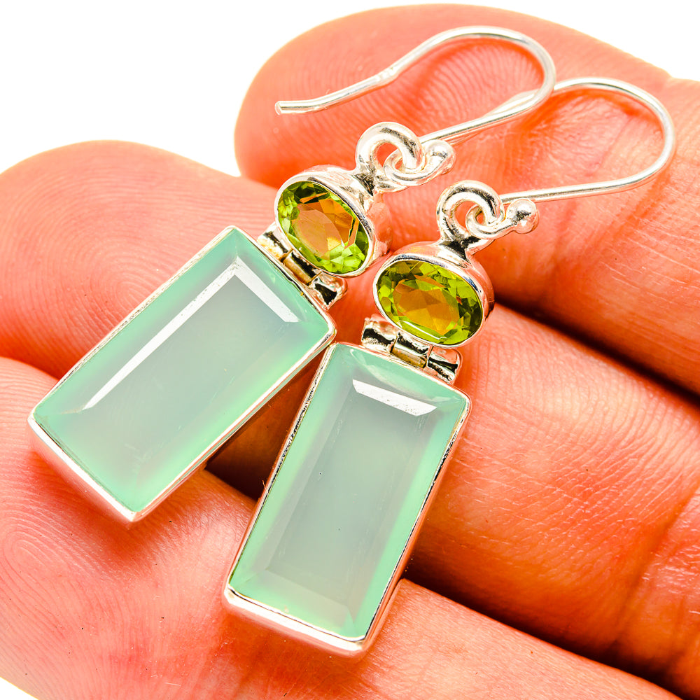 Aqua Chalcedony Earrings handcrafted by Anasilvercos - EARR415774