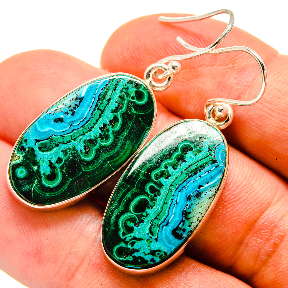 Malachite In Chrysocolla Earrings handcrafted by Anasilvercos - EARR415778