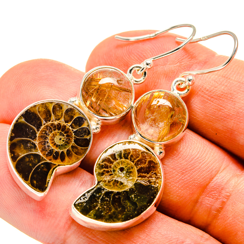 Ammonite Fossil Earrings handcrafted by Anasilvercos - EARR415779