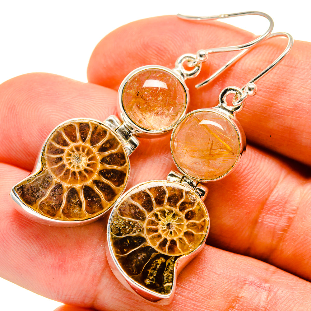 Ammonite Fossil Earrings handcrafted by Anasilvercos - EARR415782