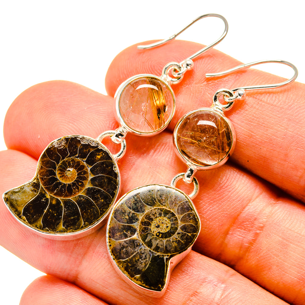 Ammonite Fossil Earrings handcrafted by Anasilvercos - EARR415787