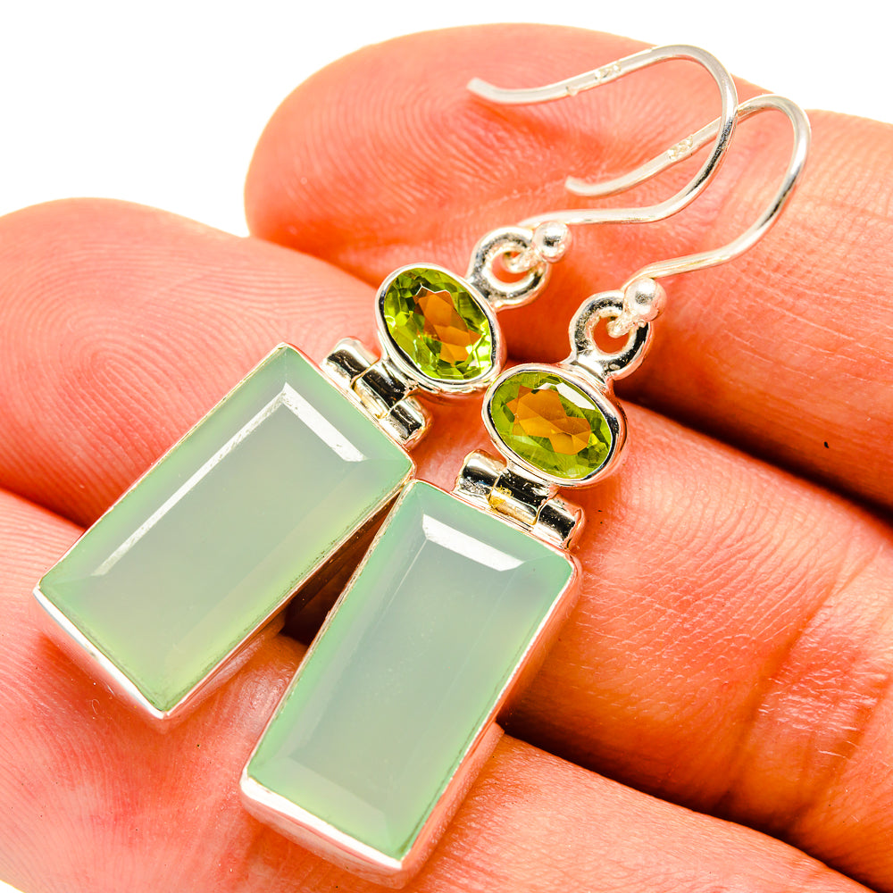 Aqua Chalcedony Earrings handcrafted by Anasilvercos - EARR415796