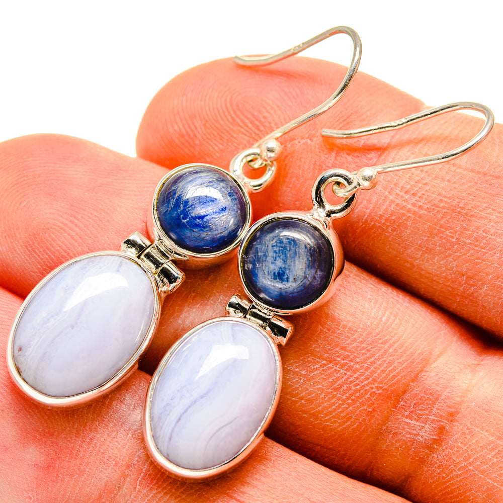 Blue Lace Agate Earrings handcrafted by Anasilvercos - EARR415826