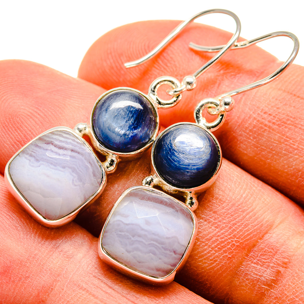 Blue Lace Agate Earrings handcrafted by Anasilvercos - EARR415842