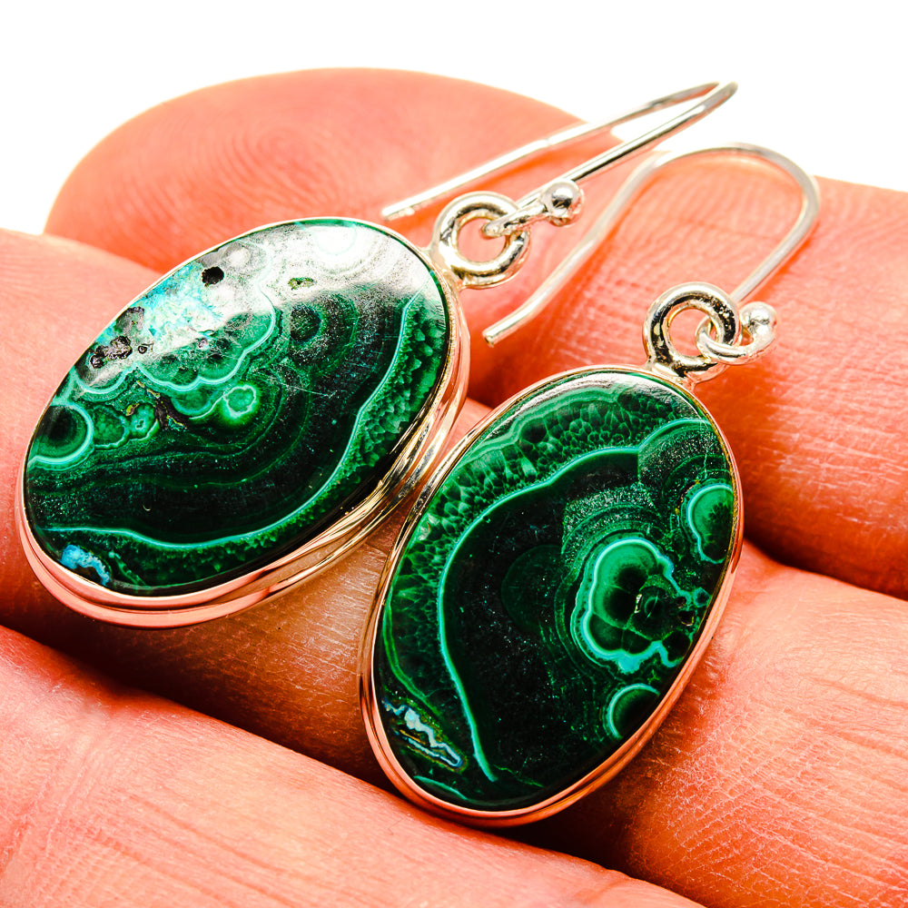 Malachite In Chrysocolla Earrings handcrafted by Anasilvercos - EARR415847