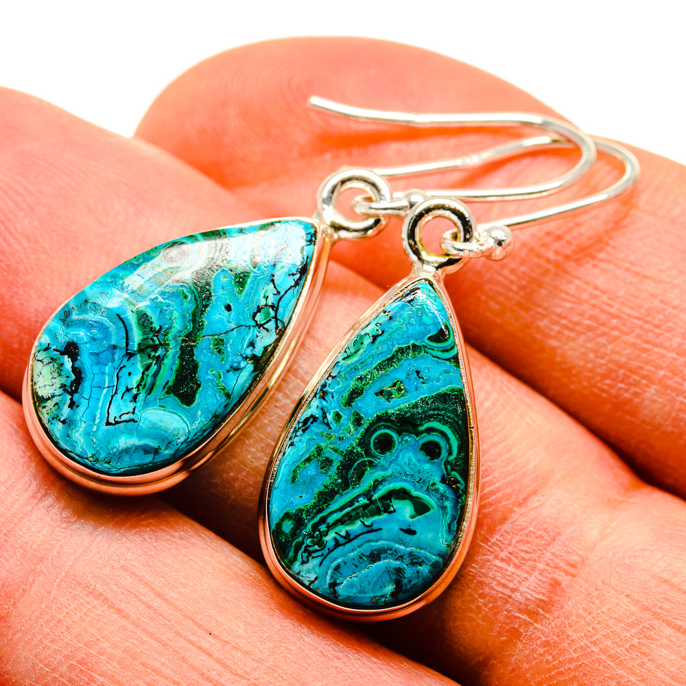 Malachite In Chrysocolla Earrings handcrafted by Anasilvercos - EARR415856