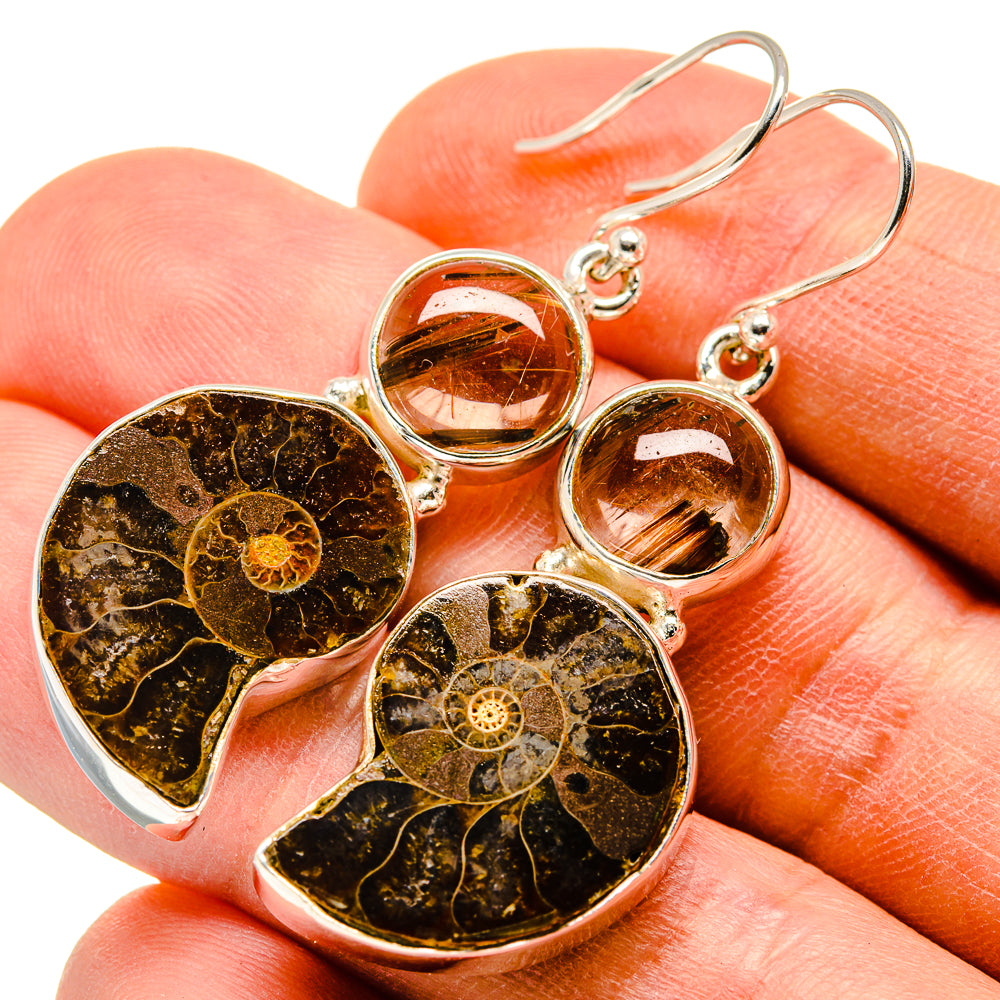 Ammonite Fossil Earrings handcrafted by Anasilvercos - EARR415863