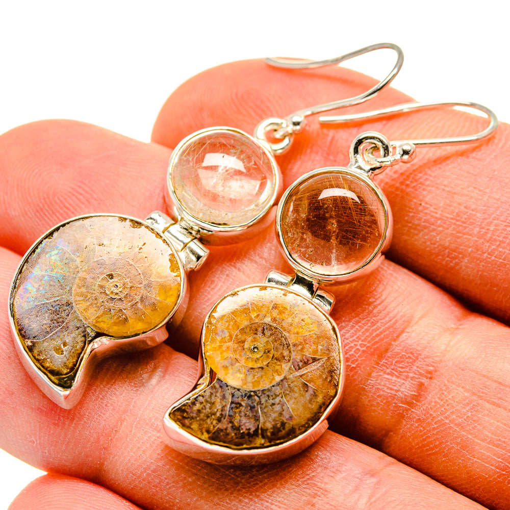 Ammonite Fossil Earrings handcrafted by Anasilvercos - EARR415865