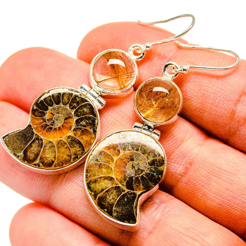 Ammonite Fossil Earrings handcrafted by Anasilvercos - EARR415871