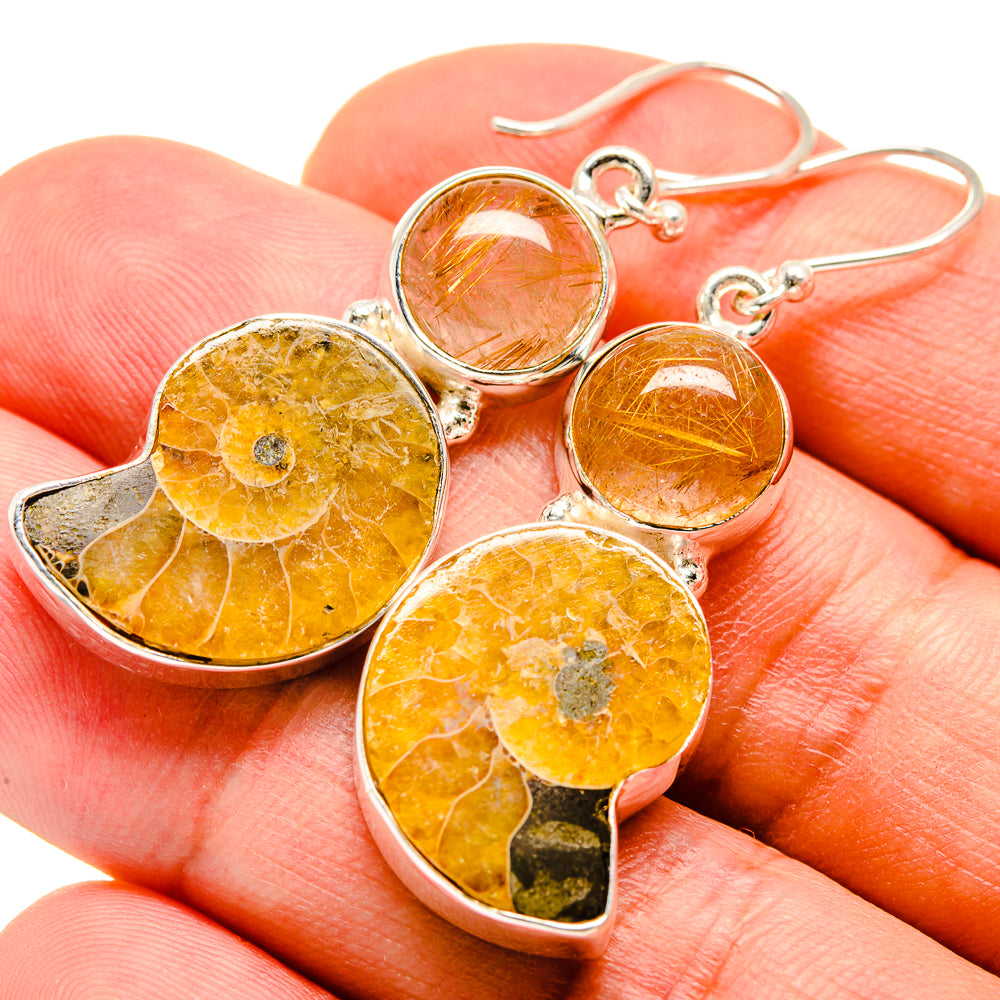 Ammonite Fossil Earrings handcrafted by Anasilvercos - EARR415873