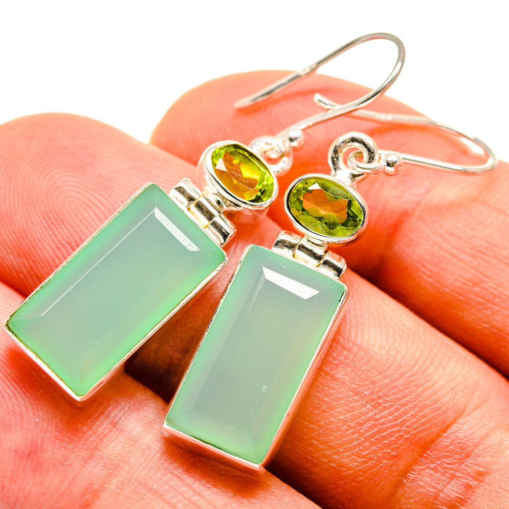 Aqua Chalcedony Earrings handcrafted by Anasilvercos - EARR415876