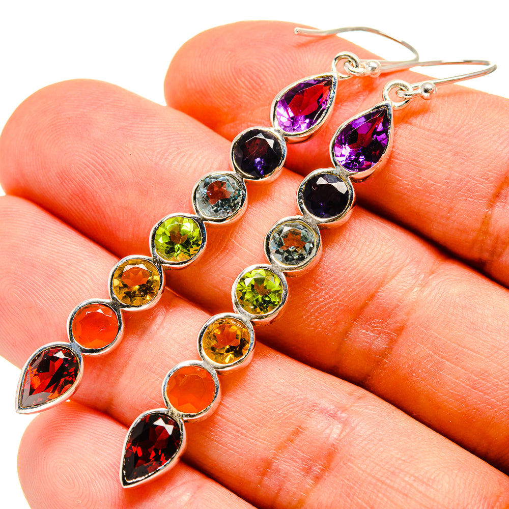 Multi-Stone Chakra Earrings handcrafted by Anasilvercos - EARR415882