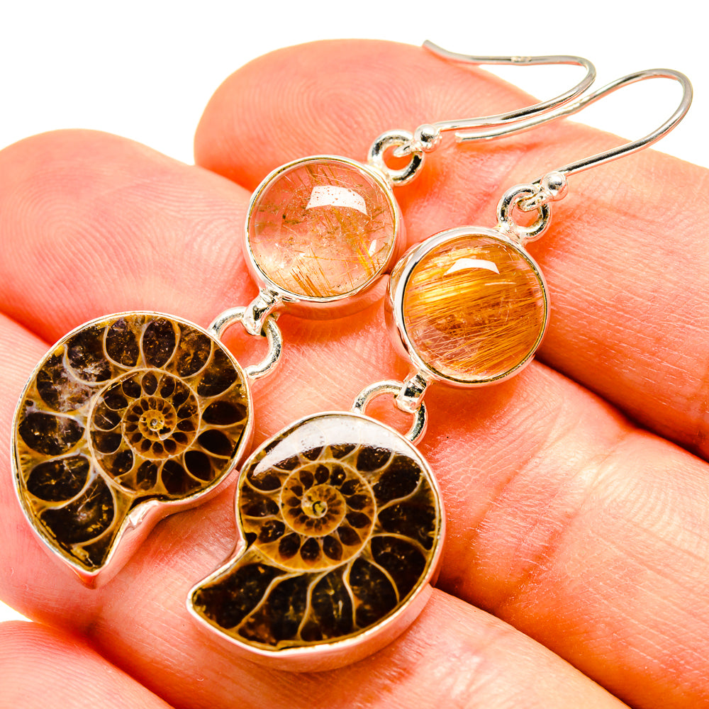 Ammonite Fossil Earrings handcrafted by Anasilvercos - EARR415883