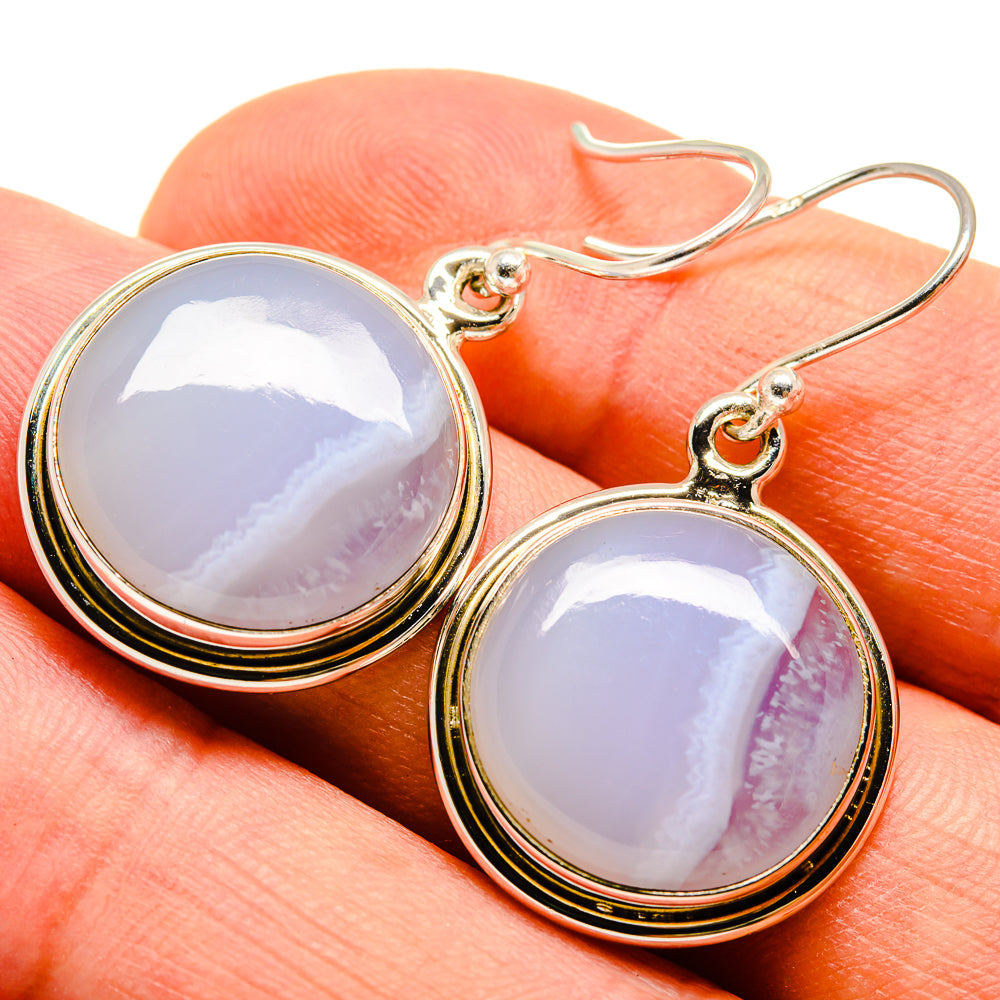 Blue Lace Agate Earrings handcrafted by Anasilvercos - EARR415884