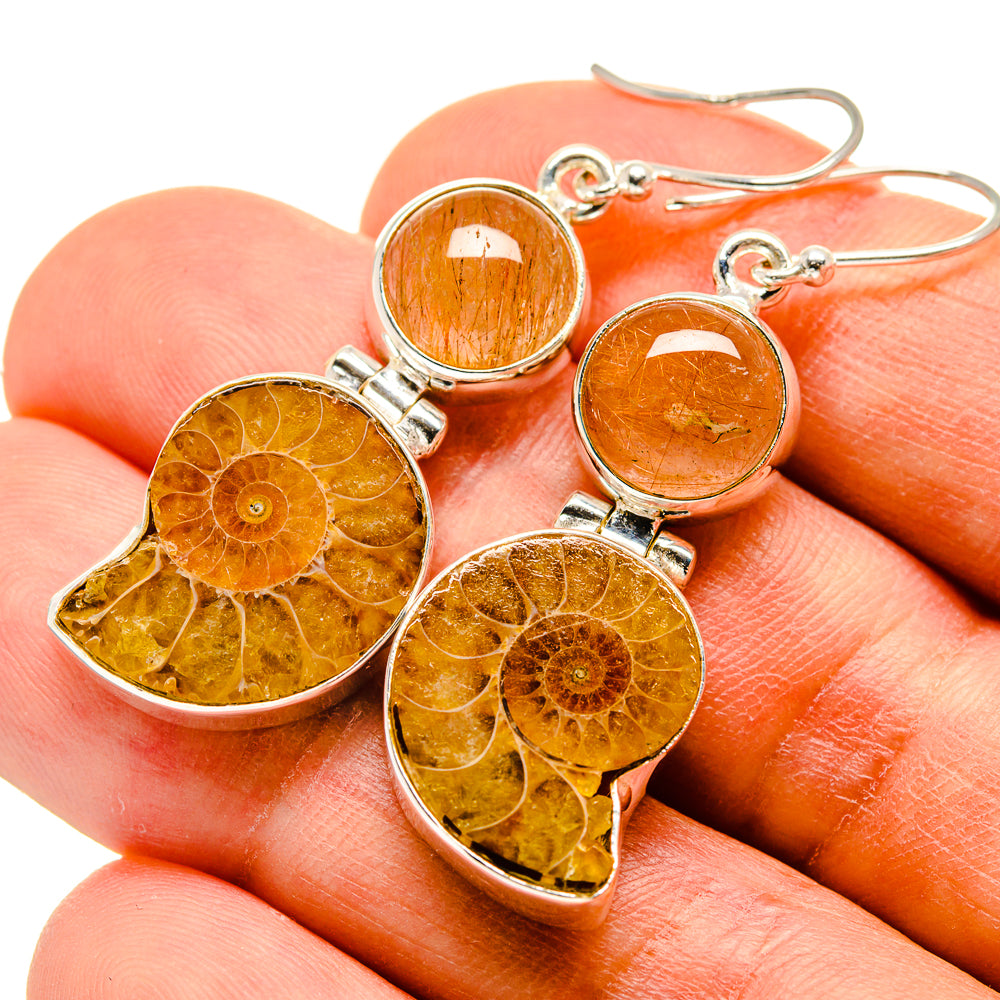 Ammonite Fossil Earrings handcrafted by Anasilvercos - EARR415911