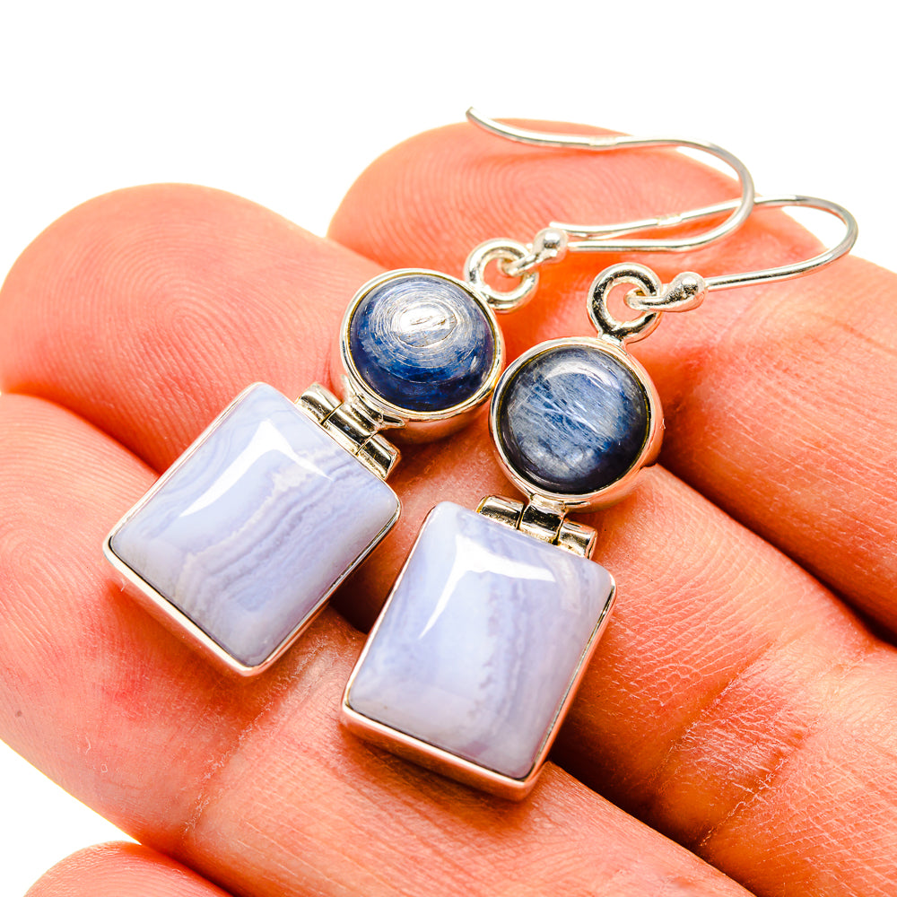 Blue Lace Agate Earrings handcrafted by Anasilvercos - EARR415913