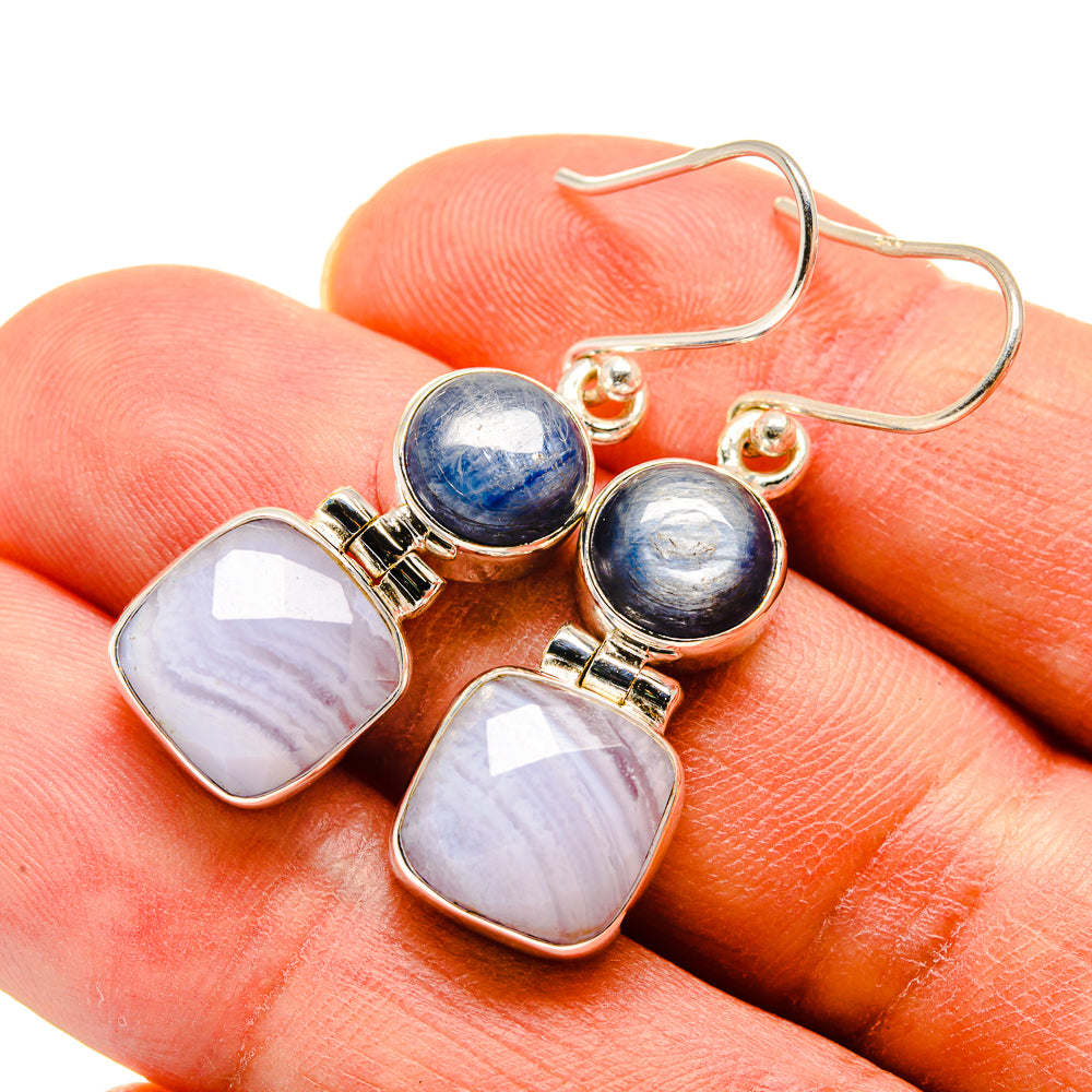 Blue Lace Agate Earrings handcrafted by Anasilvercos - EARR415918