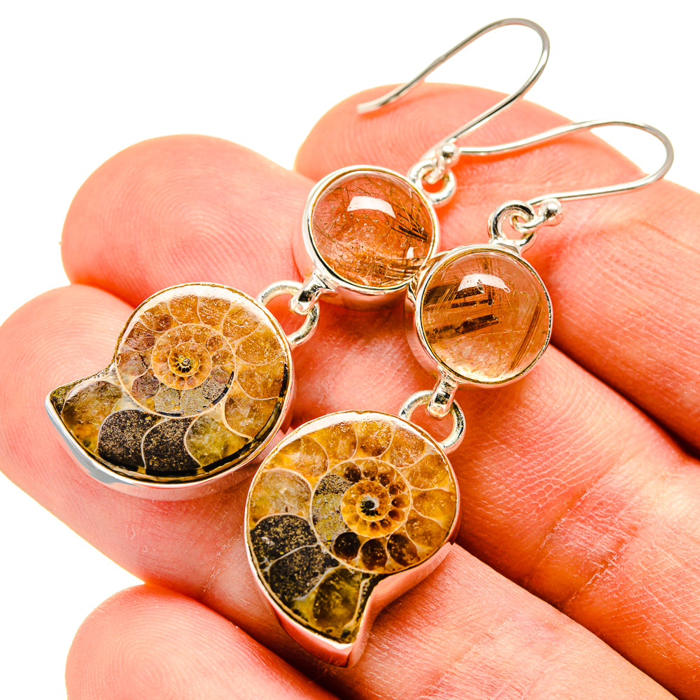 Ammonite Fossil Earrings handcrafted by Anasilvercos - EARR415920
