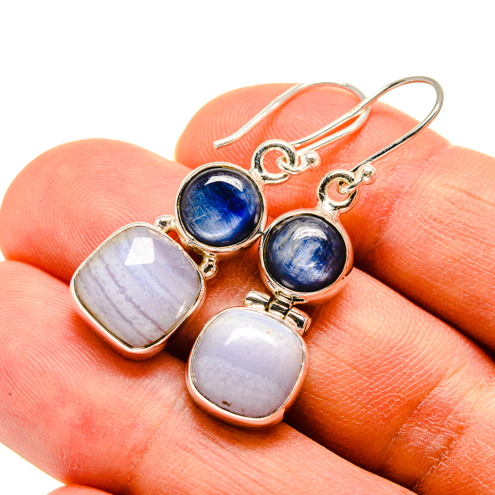 Blue Lace Agate Earrings handcrafted by Anasilvercos - EARR415924