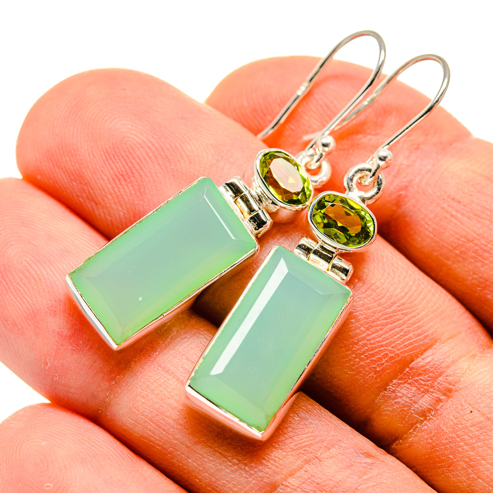 Aqua Chalcedony Earrings handcrafted by Anasilvercos - EARR415926