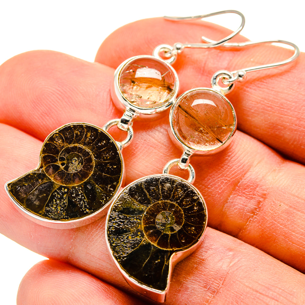 Ammonite Fossil Earrings handcrafted by Anasilvercos - EARR415928