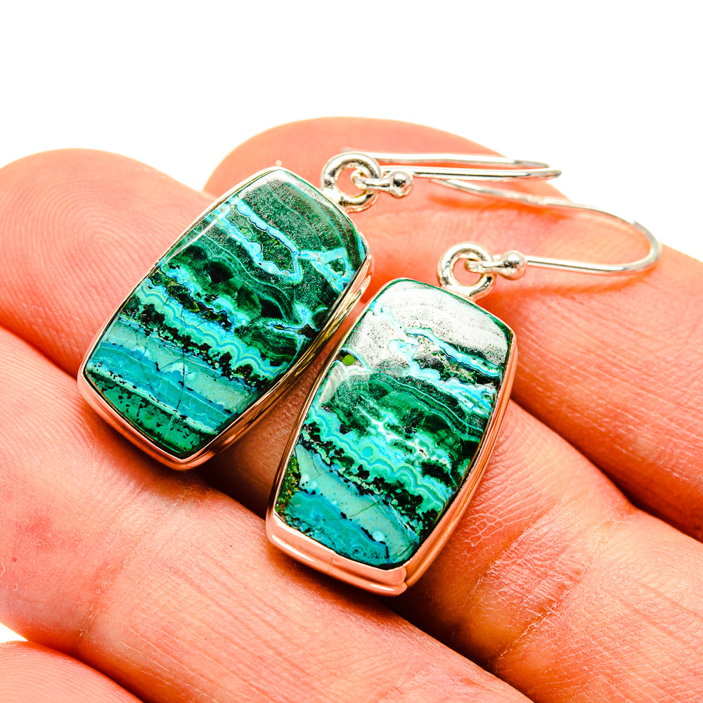 Malachite In Chrysocolla Earrings handcrafted by Anasilvercos - EARR415940