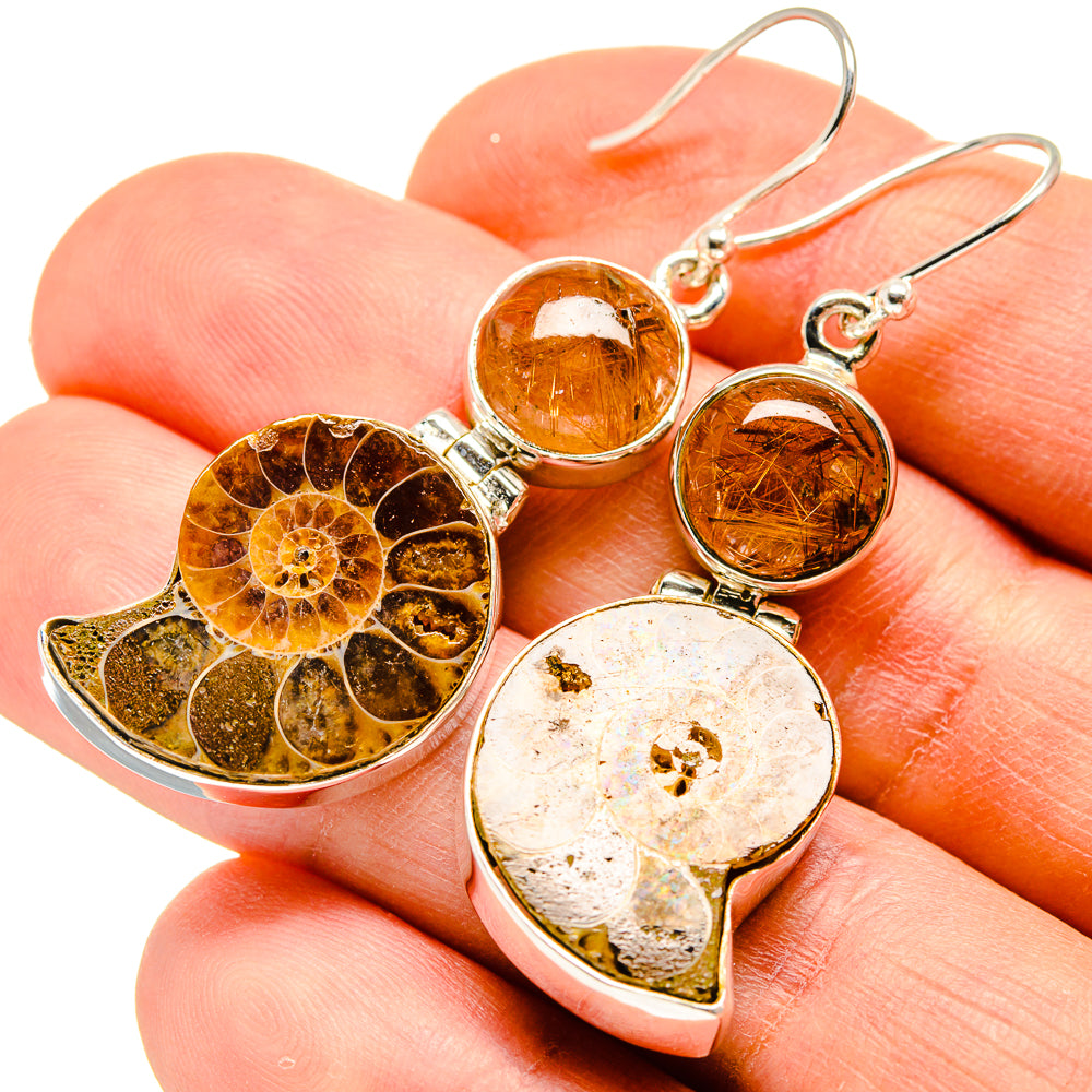 Ammonite Fossil Earrings handcrafted by Anasilvercos - EARR415945