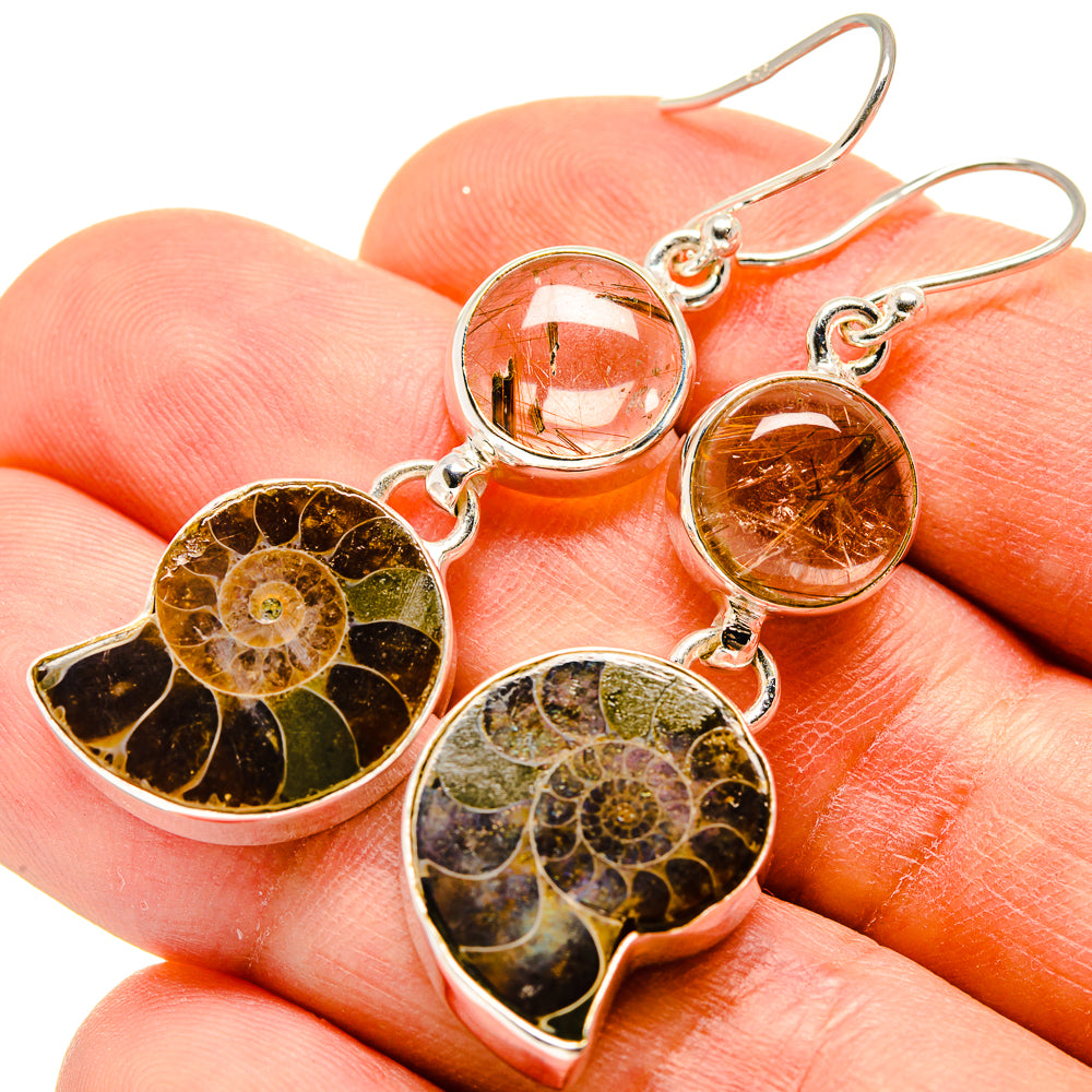 Ammonite Fossil Earrings handcrafted by Anasilvercos - EARR415949