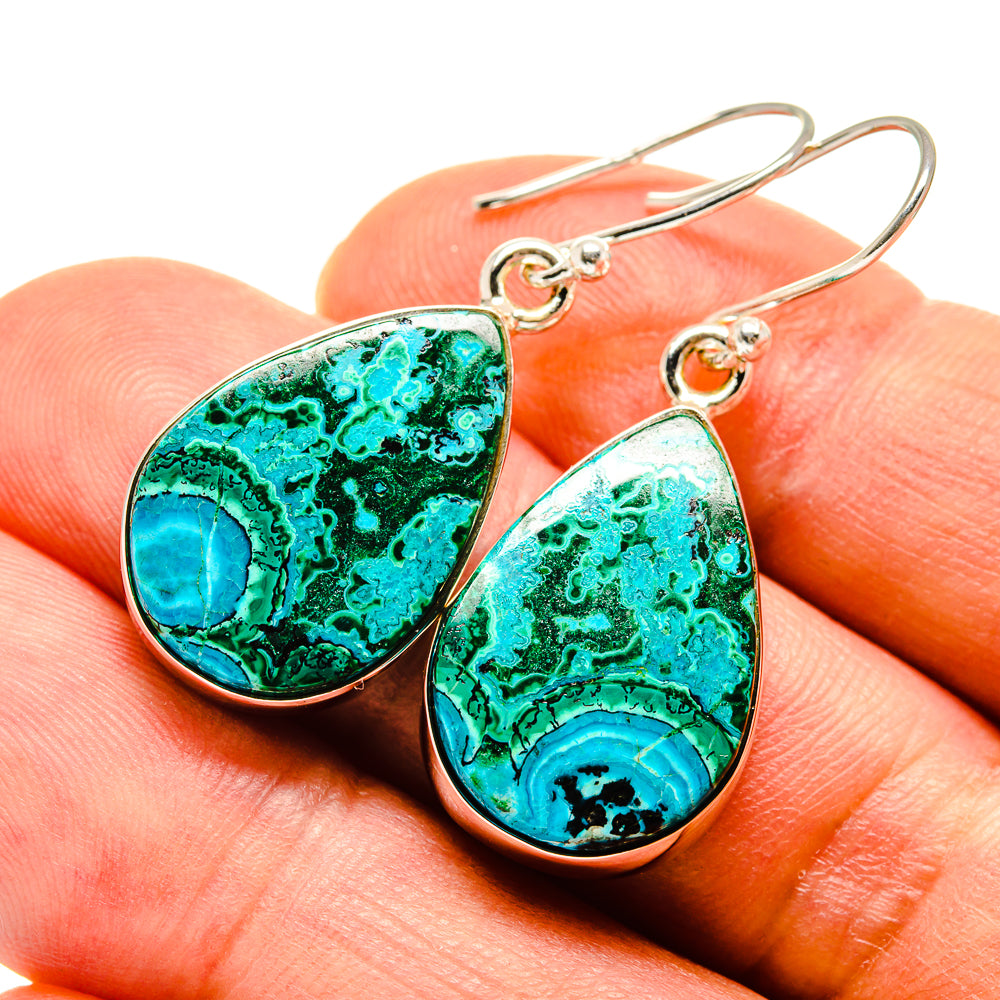 Malachite In Chrysocolla Earrings handcrafted by Anasilvercos - EARR415983