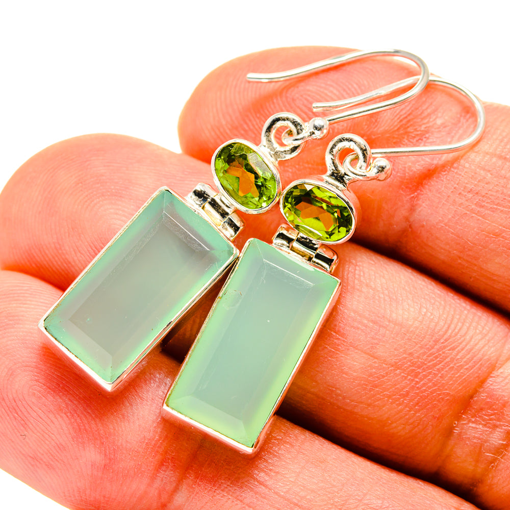 Aqua Chalcedony Earrings handcrafted by Anasilvercos - EARR415990
