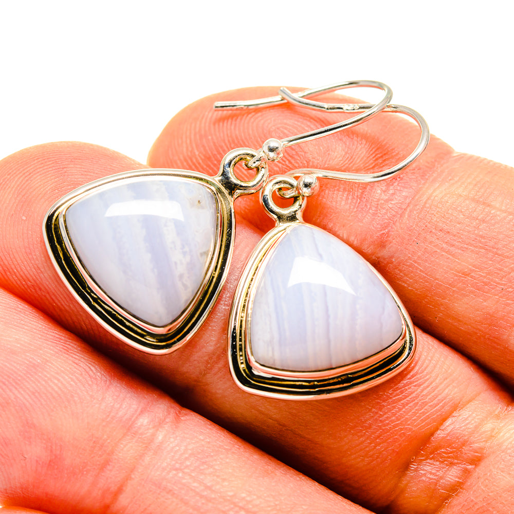 Blue Lace Agate Earrings handcrafted by Anasilvercos - EARR415992