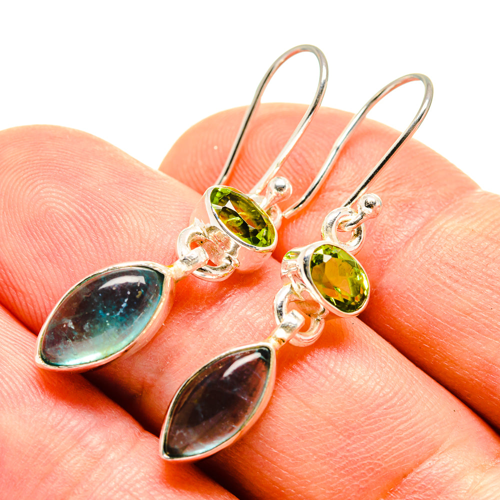 Blue Fluorite Earrings handcrafted by Anasilvercos - EARR416009