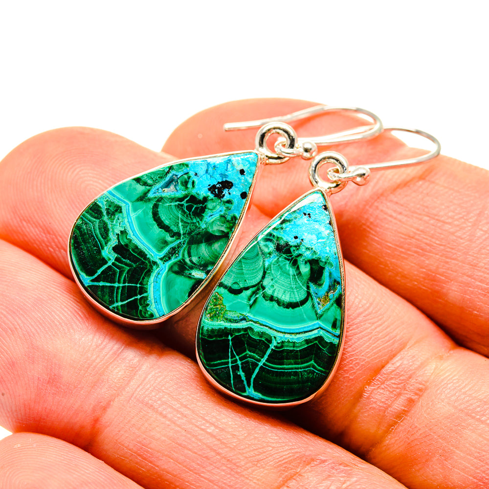 Malachite In Chrysocolla Earrings handcrafted by Anasilvercos - EARR416012
