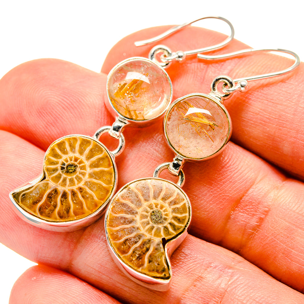 Ammonite Fossil Earrings handcrafted by Anasilvercos - EARR416013