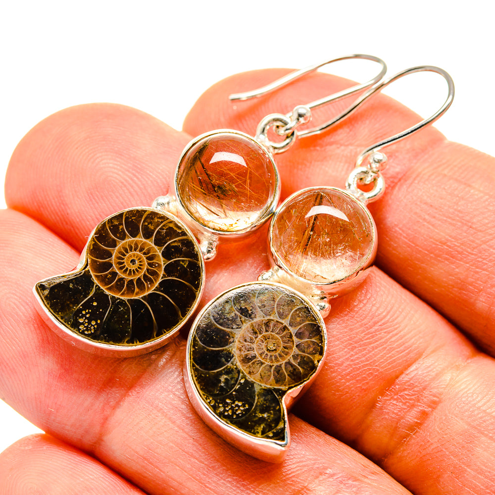 Ammonite Fossil Earrings handcrafted by Anasilvercos - EARR416017