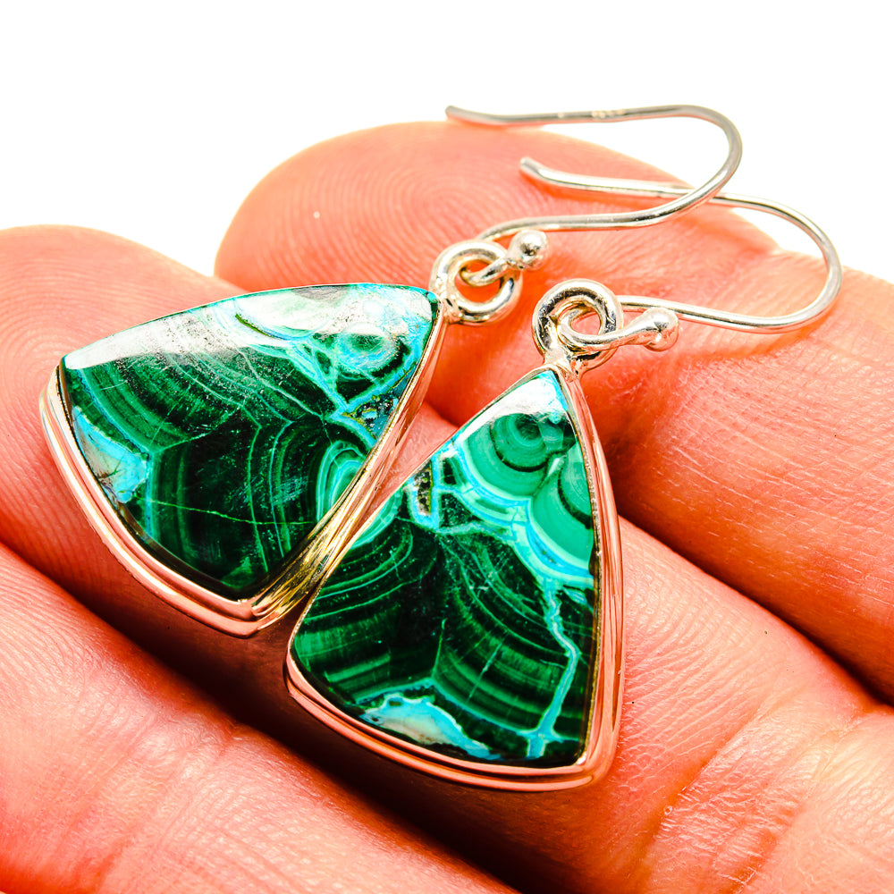 Malachite In Chrysocolla Earrings handcrafted by Anasilvercos - EARR416025