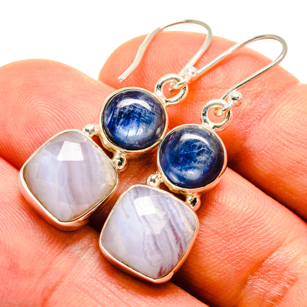 Blue Lace Agate Earrings handcrafted by Anasilvercos - EARR416030