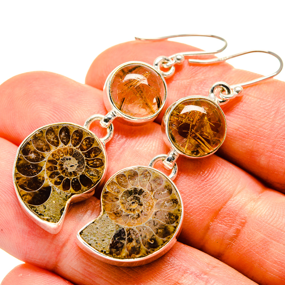 Ammonite Fossil Earrings handcrafted by Anasilvercos - EARR416031